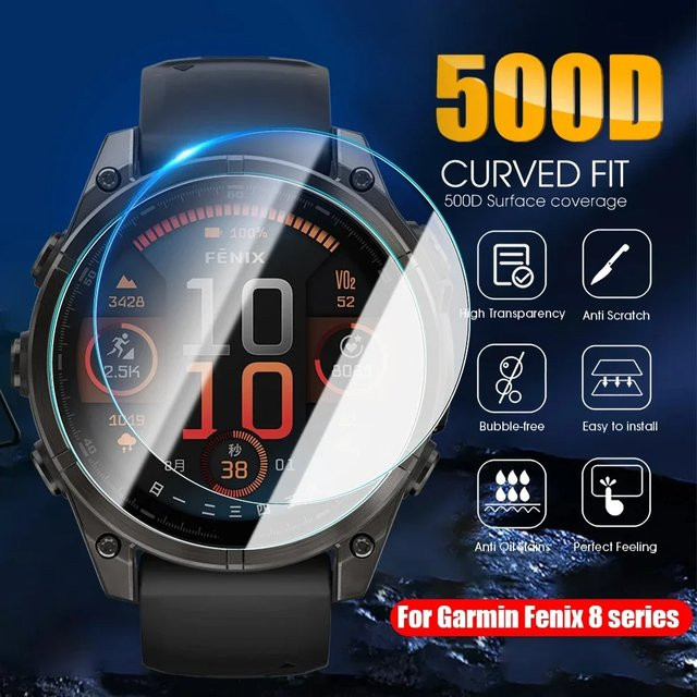 Garmin Uhren-Displayschutzfolie Glas, transparent, FenixE 47 mm Solar - Bild 1