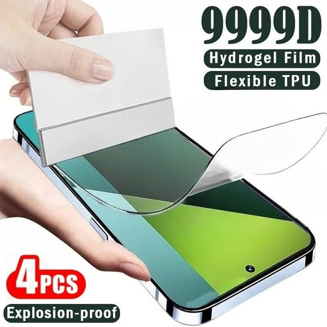 4er-Pack Xiaomi Ultra HD Hydrogel Displayschutzfolien für Redmi Note 14 13 12 Pro 14S 12S 11S 14R 14C 13C 12C 10A 9A in Transparent - Bild 1