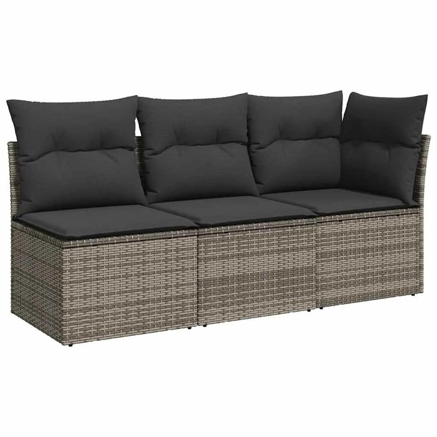 vidaXL Ecksofa L-Shape aus Poly Rattan in Grau mit Sitzkissen und Stauraum - Bild 2