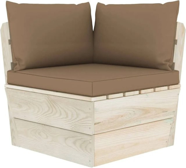vidaXL Garten-Paletten-Ecksofa aus imprägniertem Fichtenholz mit Kissen in Beige und Braun - Bild 1