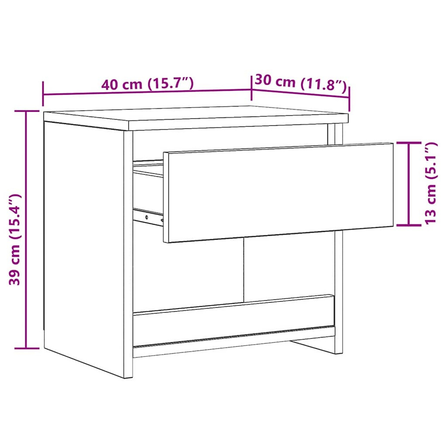 vidaXL Nachttisch in Grau Sonoma-Eiche, B/T/H: 40 x 30 x 39 cm - Bild 3