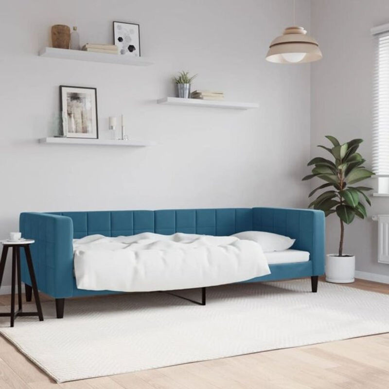 Vidaxl Polsterbett Tagesbett aus Samt und Metall in Blau, B/H: 80 x 200 cm - Bild 1