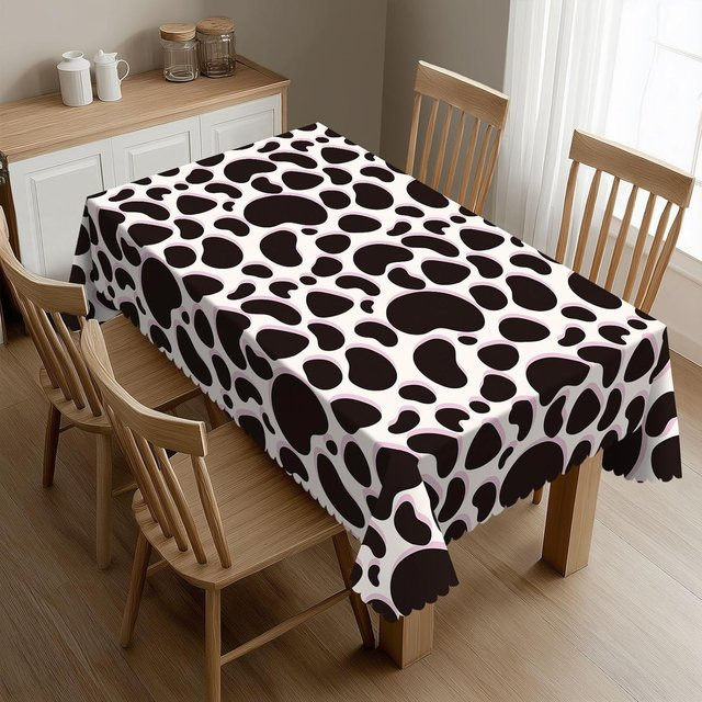 Rechteckige Tischdecke von JMG Household Supplies mit Southwest-Kuhmuster in Weiß, wasserabweisend und waschbar, B/T: 140 x 140 cm - Bild 1