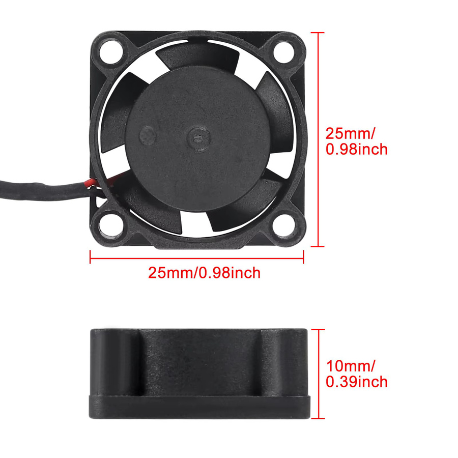 Aokin USB Bürstenloser Lüfter 2510 DC 5V für 3D-Drucker und Mikro-Kühlung, Schwarz, B: 25 mm, H: 10 mm - Bild 2