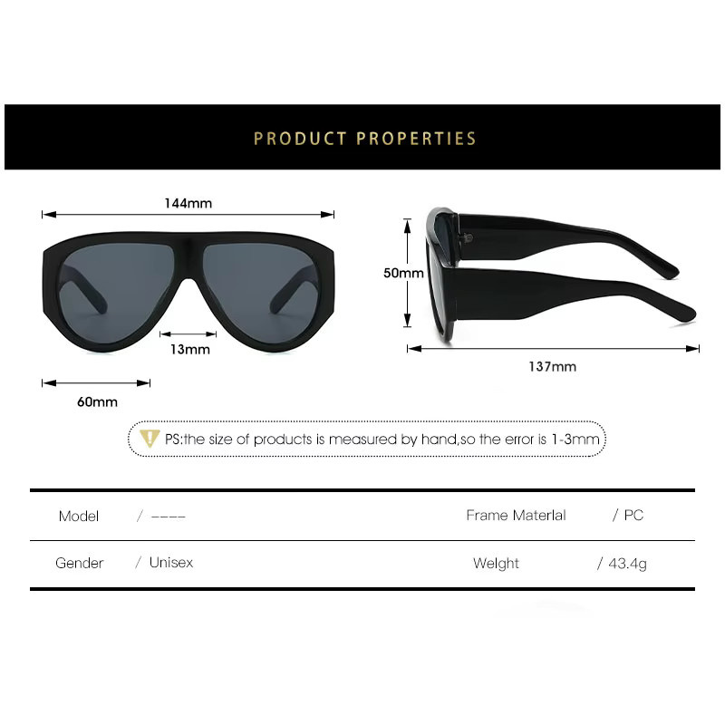 FELRES Sonnenbrille Aviator, Vollrand, Kunststoff, Schwarz, Unisex - Bild 2