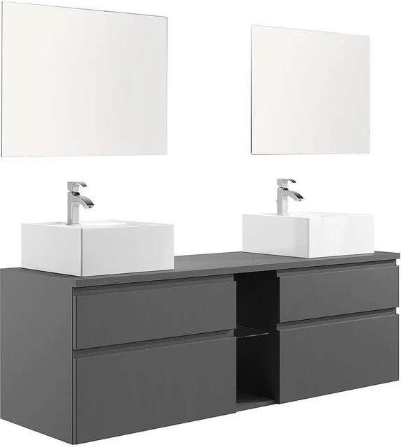 Vente-unique Doppelwaschtisch Magdalena in Grau, Breite: 150 cm - Bild 1