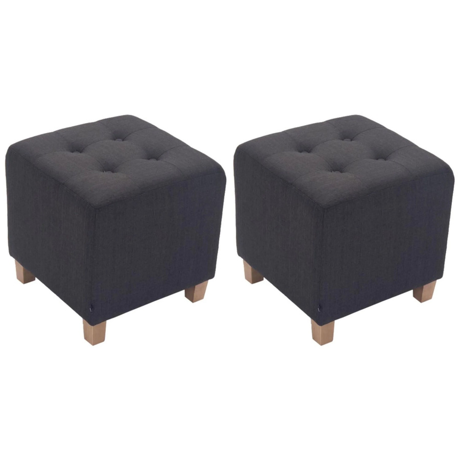 DELUKE 2er Set Sitzhocker CELIS Polsterhocker aus Stoff in Dunkelgrau, B/T/H: 45 x 45 x 46 cm - Bild 2