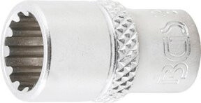 BGS Steckschlüssel-Einsatz Gear Lock 10109, Antrieb Innenvierkant 1/4 Zoll, SW 9 mm, Silber - Bild 1