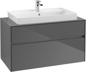 Villeroy & Boch Waschtischunterschrank Collaro in Glossy Grey mit mittigem Waschtisch, Wandmontage, B/H/T: 100 x 54,8 x 50 cm - Bild 1