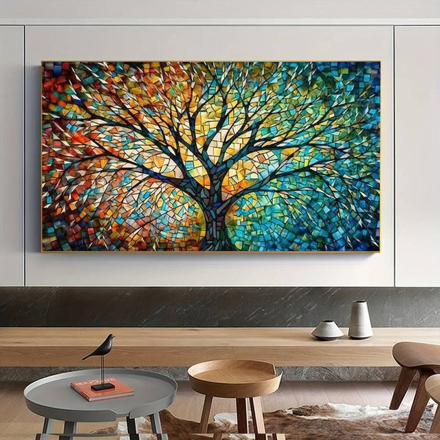 HUACAN Diamant-Mosaik-Malerei Landschaft mit Baum als Dekoration für Erwachsene in Mehrfarbig - Bild 1