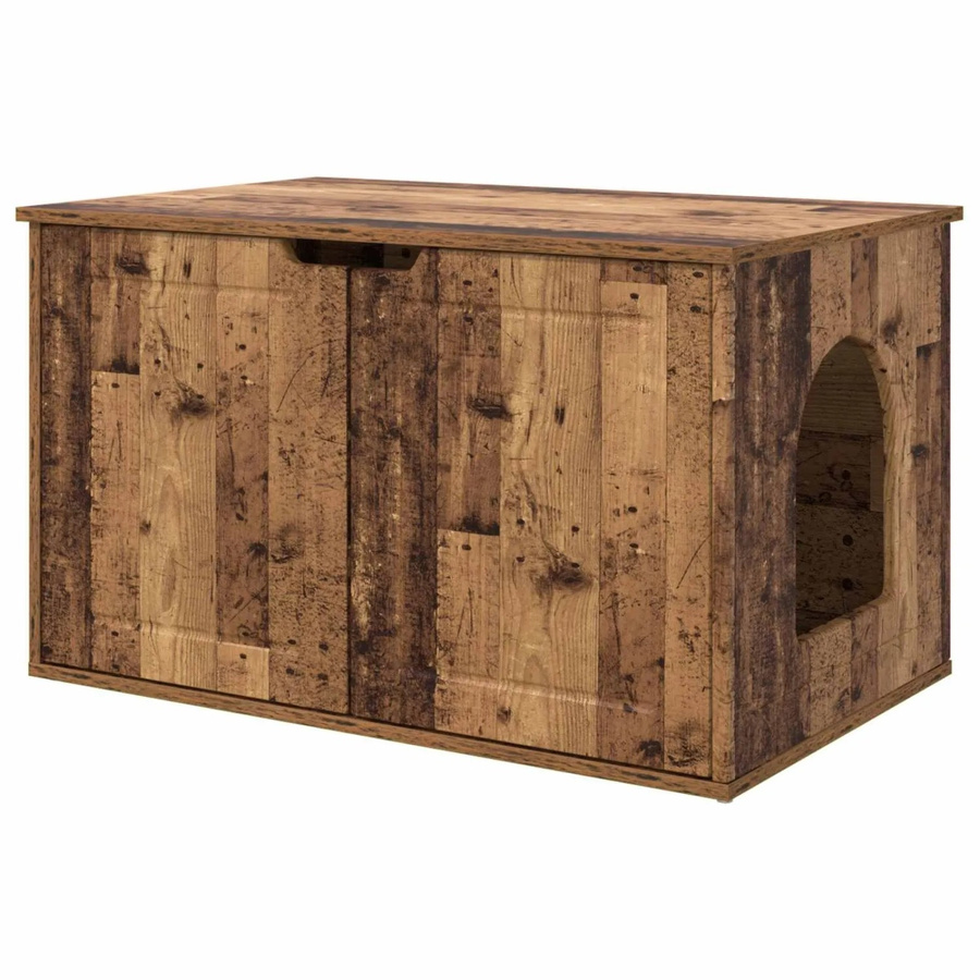 vidaXL Katzenhaus aus Altholz in Braun, B/T/H: 85 x 55 x 50,5 cm - Bild 2