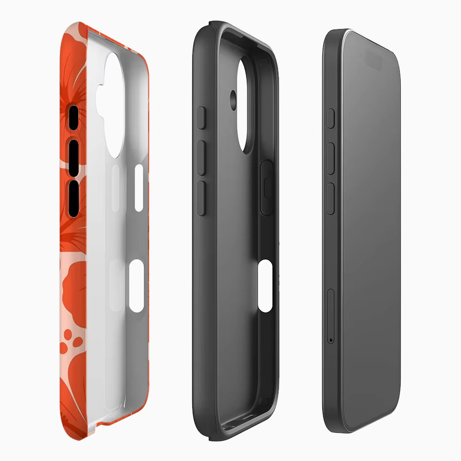 Robuste Magnetische iPhone Handyhülle mit Tropischem Hibiskus Design von Potdemiel in Orange - Bild 2