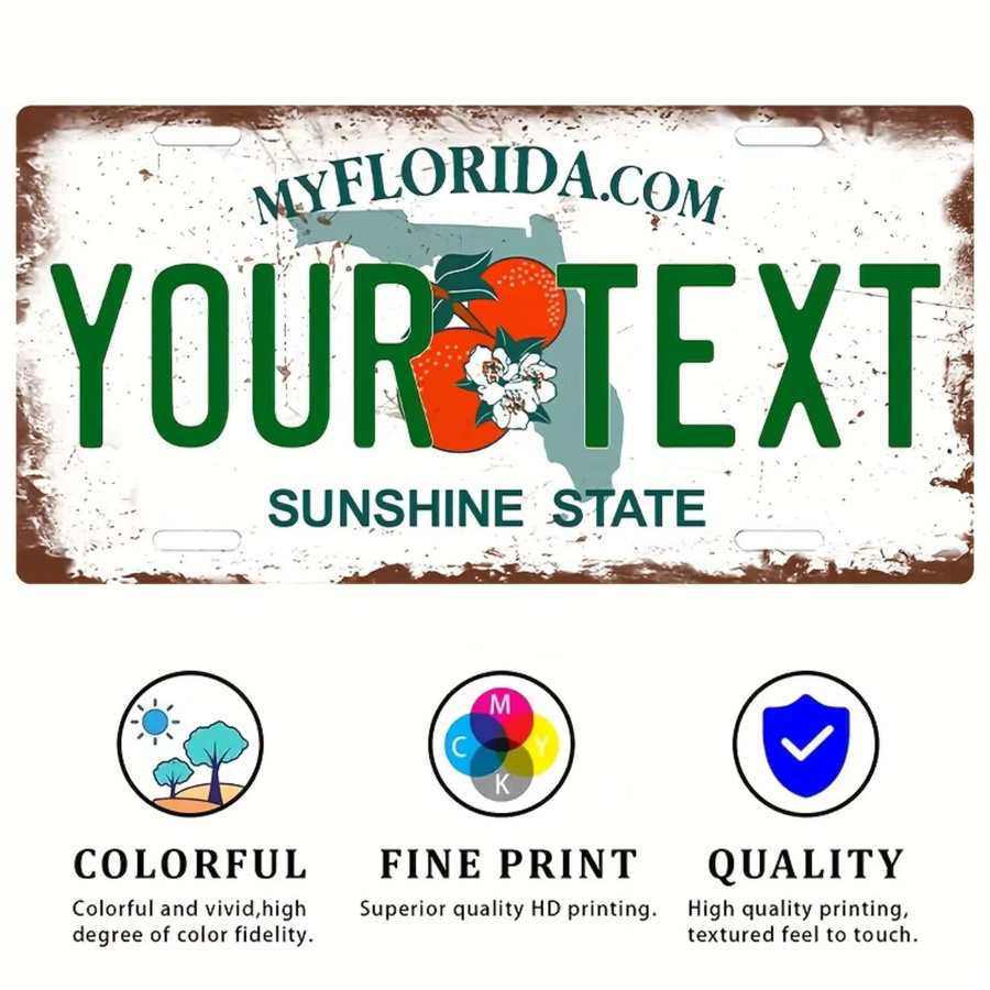Personalisierbares Retro-Florida-Nummernschild aus Aluminium von Hello Young in Weiß zur Wandmontage - Bild 3