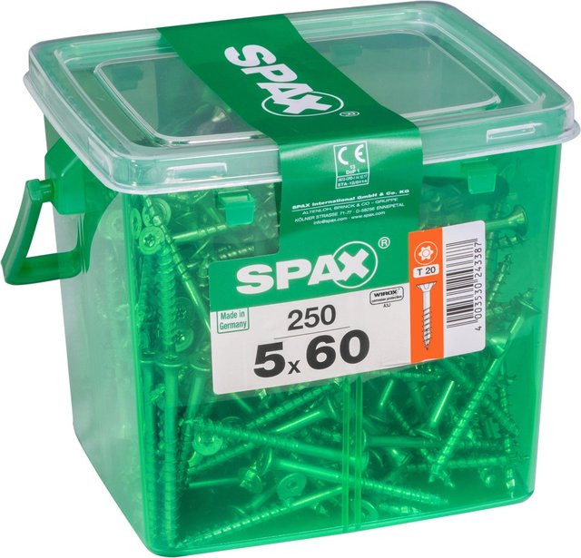 Spax Senkkopf Universalschraube mit T-Star Plus-Antrieb aus Stahl, Durchmesser: 5 mm, Länge: 60 mm, 250 Stück - Bild 1