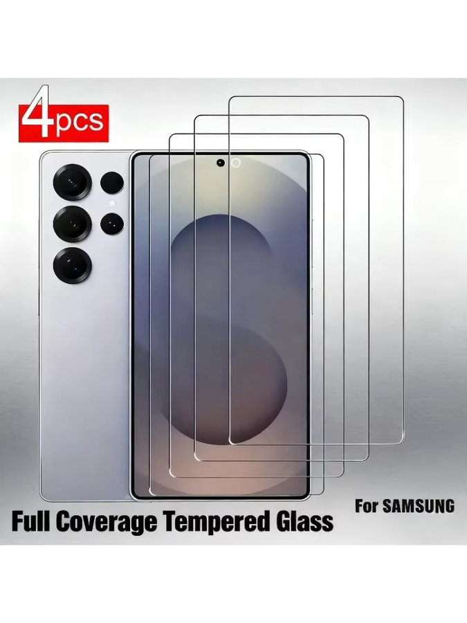 4er-Pack gehärtete Glasfolie für Samsung Galaxy S25 S24 S23 S22 S21 Ultra Plus FE, transparent und staubdicht - Bild 3