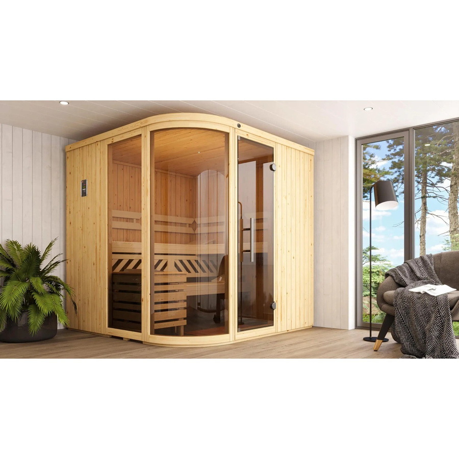 WEKA Designsauna Sara 2 Bio mit Ofen 9,0 kW in Beige, B/H/T: 244 x 199 x 194 cm - Bild 2