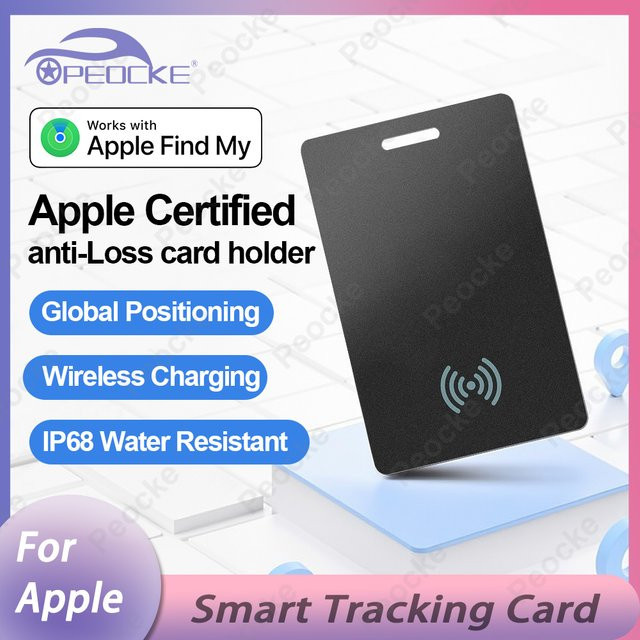 Apple Smartcard-Tag für Find My Bluetooth Device, ultradünner Anti-Verlust Finder mit GPS-Standort für Geldbörse und Schlüsseltasche, Schwarz - Bild 1