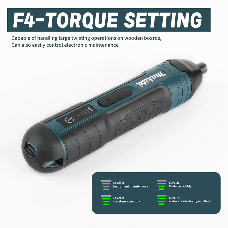 Makita kabelloser elektrischer Schraubendreher in Petrol mit 1300 mAh wiederaufladbarem Akku und 2er-Set - Bild 4