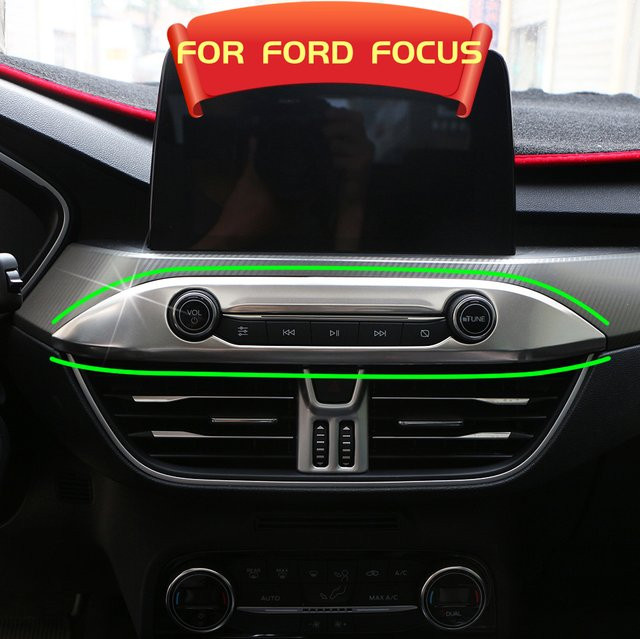 AT Auto Dekorative Steuerknopf Panel Abdeckung für Ford Focus MK4 2019 2020 mit Edelstahl Splitter und blauem Rahmen - Bild 1
