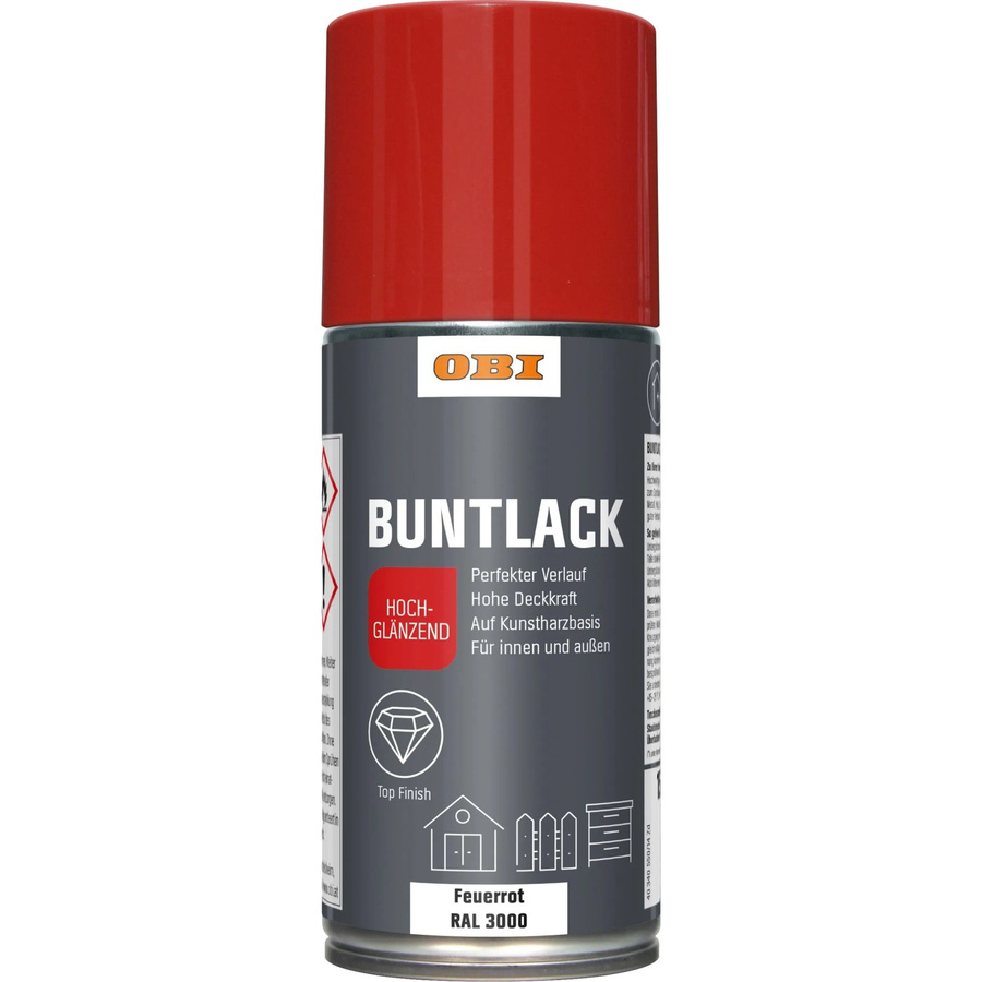 OBI Buntlack Spray RAL 3000 Feuerrot hochglänzend 150 ml - Bild 2