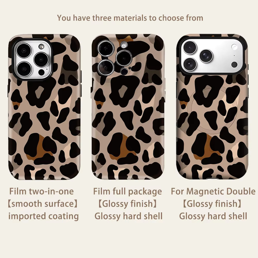 Robuste Handyhülle mit Leopardenmuster von Potdemiel für iPhone 17 16 15 14 13 Pro Max Plus, magnetisch und doppelschichtig, Multicolor - Bild 2