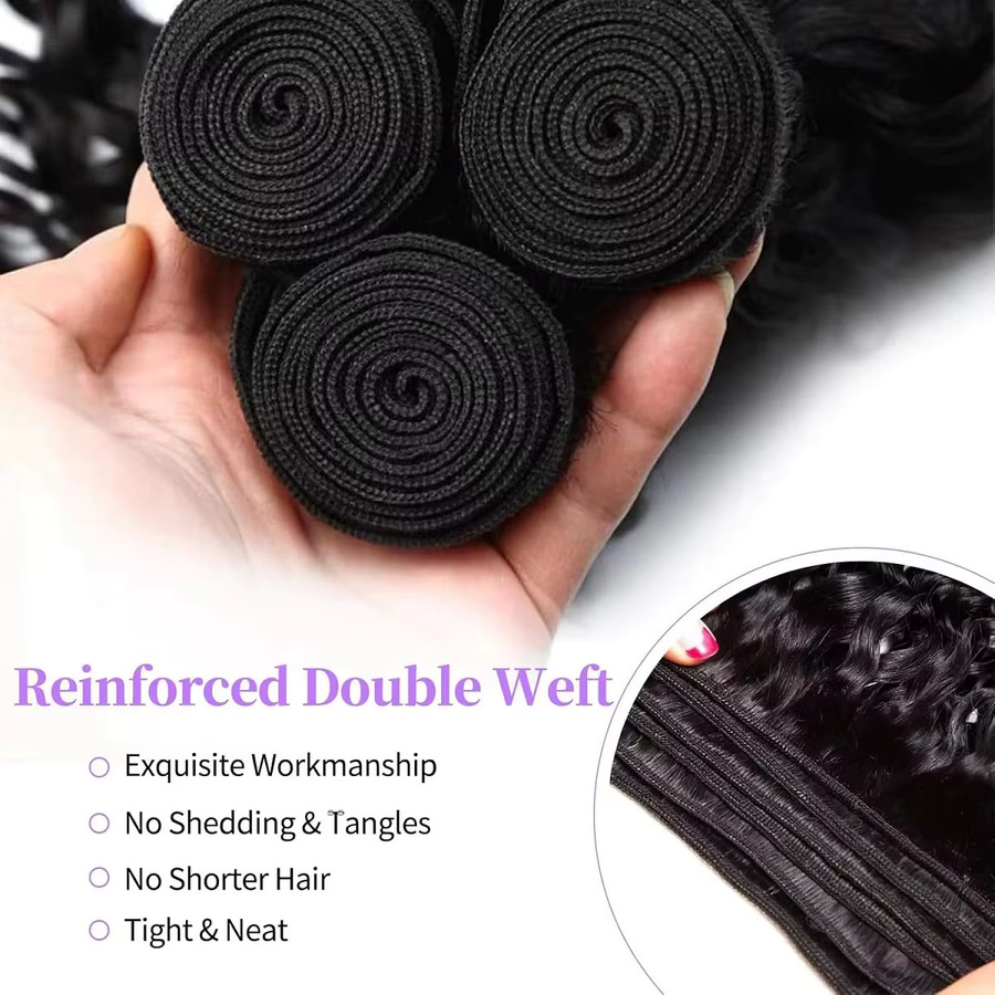 FIUMER Deep Wave Echthaar-Bündel, brasilianisches Virgin Wet and Wavy, Damen - Bild 4
