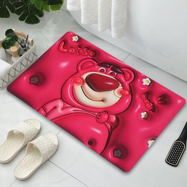 Rutschfeste Cartoon Fußmatte aus Crystal Velvet in Pink für Badezimmer und Küche, B/B: 40 x 60 cm - Bild 1