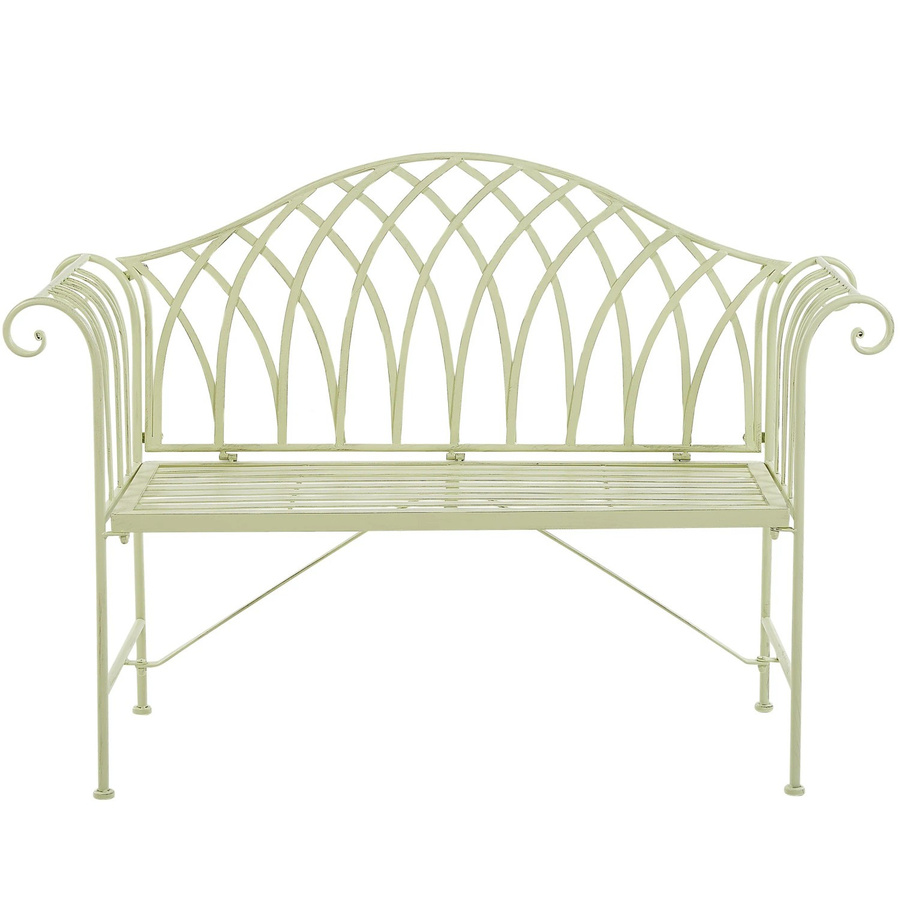 Beliani Gartenbank aus Metall in Grün mit Armlehnen im Retro-Design, B/T/H: 130 x 45 x 94 cm - Bild 1
