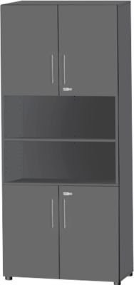 Schäfer Shop Select Kombischrank Start Off mit 6 offenen und 4 geschlossenen Fächern, abschließbar, Farbe: Graphit/Grau, B/T/H: 80 x 42 x 224 cm - Bild 1