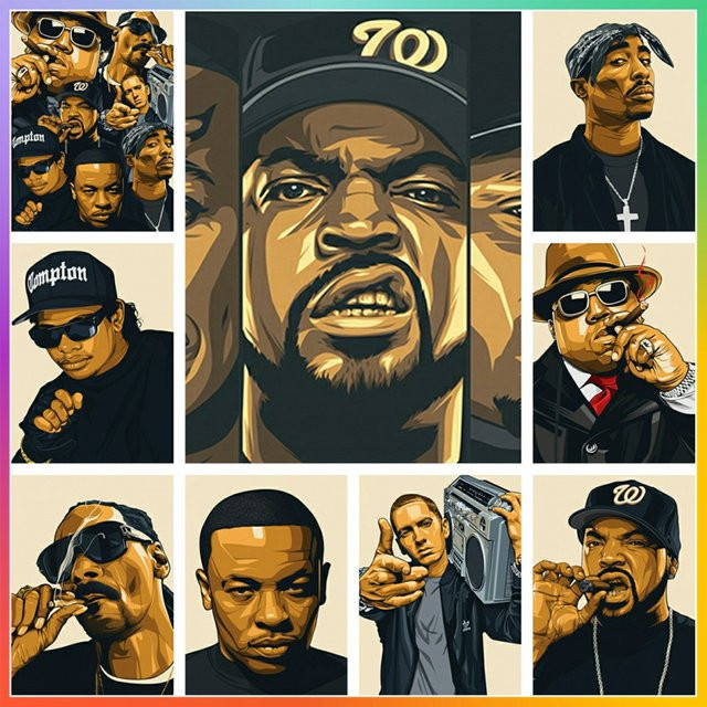 YUTTEE Diamond Painting Kit Hip Hop Motive Biggie und Tupac 5D DIY Mosaik Stickerei Multicolor B: 30 cm, H: 30 cm - Bild 1