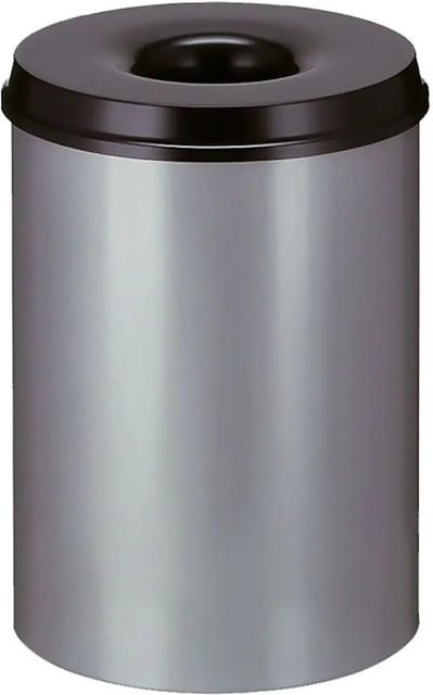 PROREGAL Selbstlöschender Papierkorb und Abfallsammler aus Metall, 30 Liter, Farbe: Grau und Schwarz, H x Ø: 47 x 33,5 cm - Bild 1