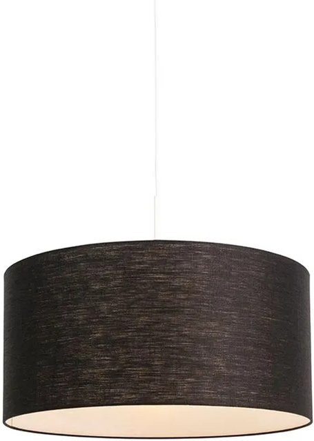 QAZQA Moderne Hängelampe in Weiß mit schwarzem Zylinderschirm, dimmbar, Durchmesser: 50 cm - Bild 1