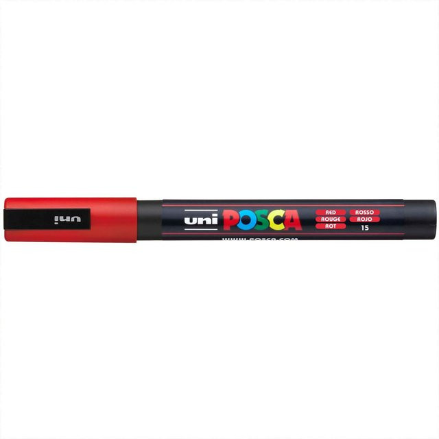 uni POSCA Marker PC-3M Permanent Marker mit Pigmentfarbe in Rot (0,9-1,3 mm) - Bild 1