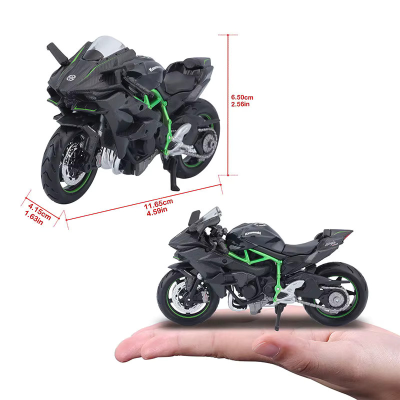 Maisto Kakawasaki H2R KLR 650 Motorrad Modell 1:18 Druckguss Legierung - Bild 2