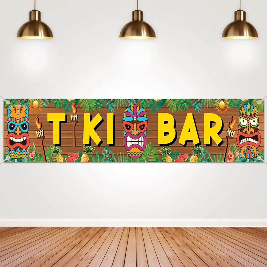 VIKAMA Tiki Bar Wandteppich mit tropischem Blumen- und Obstmuster in Multicolour - Bild 5