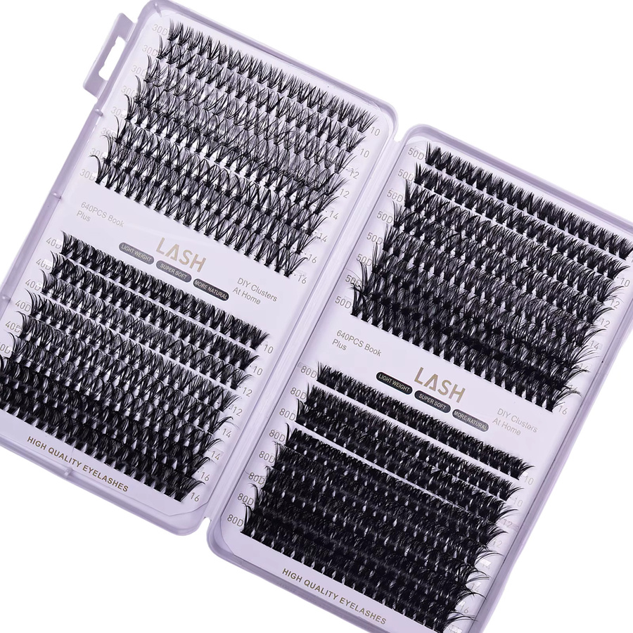 JIEFUXIN Wimpern-Cluster DIY, 640 Stück, D-Curling, Unisex - Bild 3
