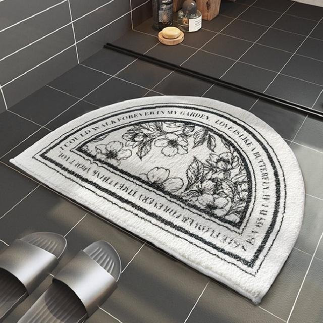 A Family Of Home Textiles Blumen-Badezimmermatte im nordischen Stil, weiß, rutschfest und wasserabsorbierend, B: 40 cm, L: 60 cm - Bild 1