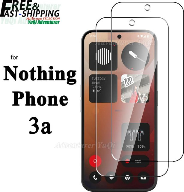 AdvenQi Displayschutzfolie aus gehärtetem Glas für Nothing Phone 3a, transparent, HD 9H, kratzfest - Bild 1