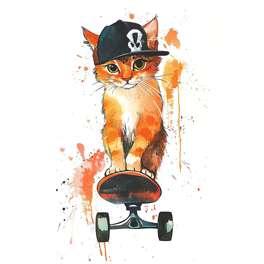 Poster Kätzchen auf Snowboard von iKable mit Gold Aluminiumrahmen, Breite: 40 cm, Höhe: 50 cm - Bild 2