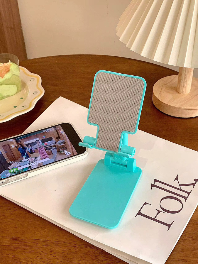 Verstellbarer und faltbarer Telefonständer sowie Tablet-Halter in Pink für Schreibtisch und Bett zur universellen Nutzung - Bild 4