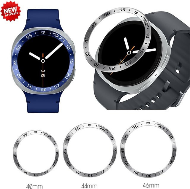 CAOWTAN Metalllünette für Samsung Galaxy Watch 8 Classic 46 mm, Edelstahl, Silber - Bild 1