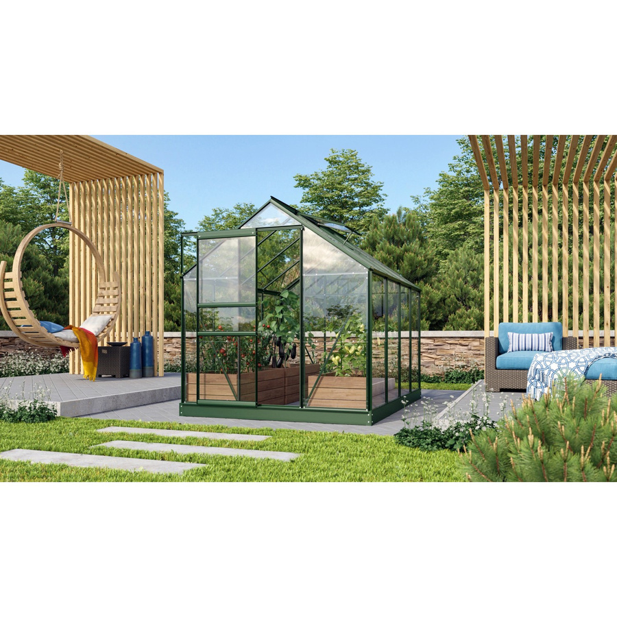 Vitavia Gewächshaus Venus 5000 in Smaragdgrün mit Fundament, Sicherheitsglas und Regenrinnen für deine Pflanzenzucht im Garten - Bild 2
