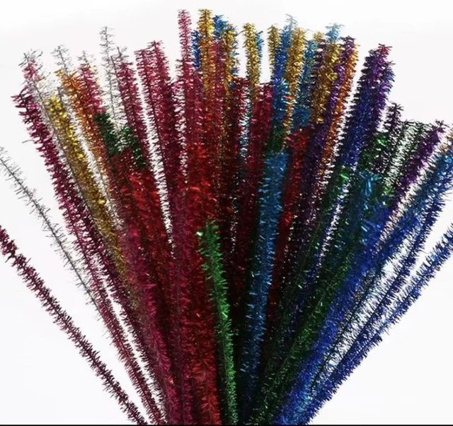 100 Stück Glitzer-Chenille-Stiele in Silber und Multicolour, 30 cm DIY-Bastelbedarf für Weihnachten und Bastelarbeiten - Bild 1