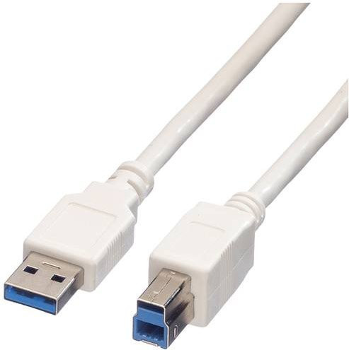 Value USB 3.2 Gen1 Kabel mit USB-A und USB-B Stecker, Weiß, Länge: 1,80 m - Bild 1