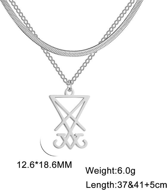 YULIN Anhänger Halskette, Sigil des Luzifer, Edelstahl, Damen, 40-45cm - Bild 1