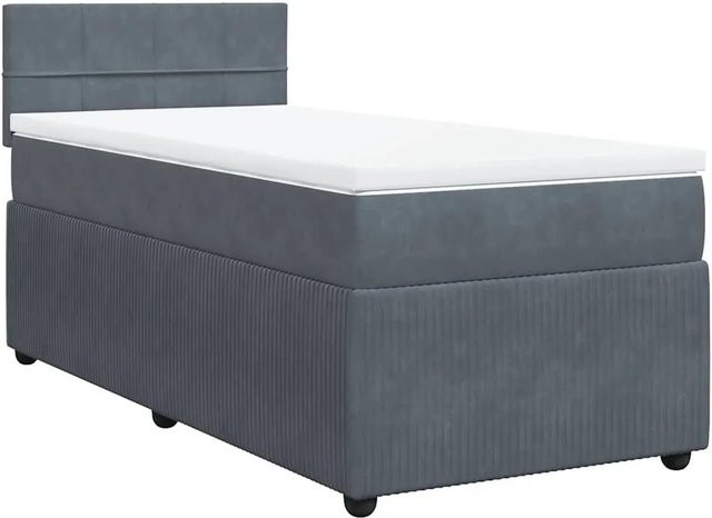 vidaXL Boxspringbett Hybrid mit Matratze und USB-Ladeport, Dunkelgrau, B: 80 cm, T: 200 cm - Bild 1