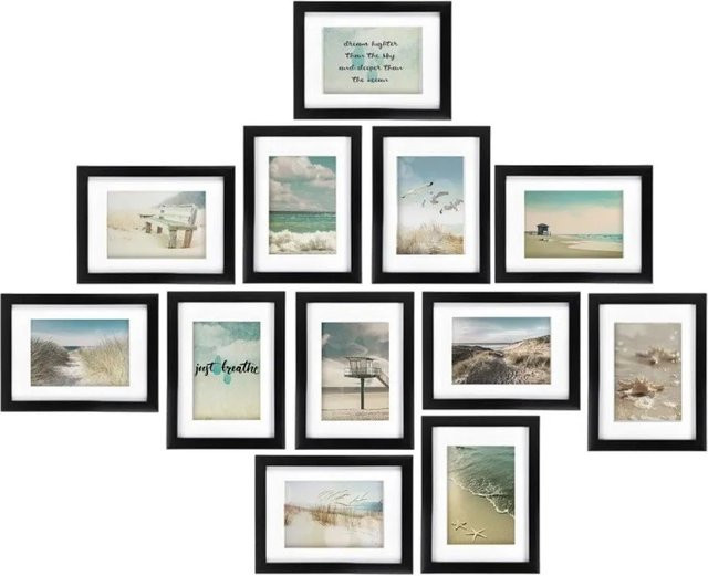 Bomoe Ocean Bilderrahmen Set aus MDF in Schwarz, 12-teilig, B/H: 13 x 18 cm - Bild 1