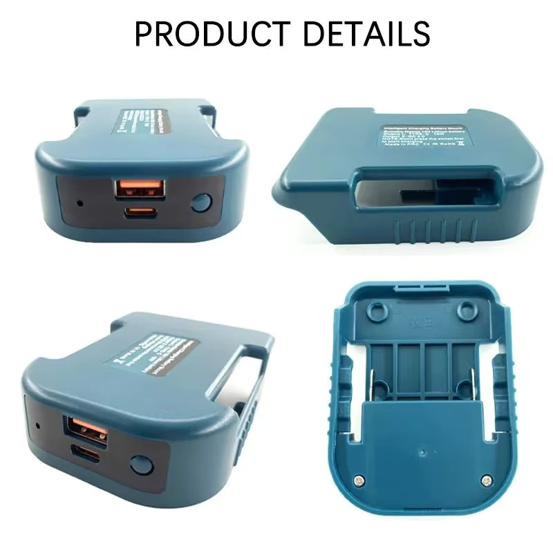 Makita 18V Lithium-Akku Schnellladegerät Adapter mit 5V USB und 18W Typ-C Anschluss in Blau - Bild 3