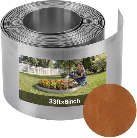 VEVOR Corten Stahl Gartenkante für Landschaftsbau, biegbare Metallstreifen für Blumenbeete und Wege, B/H: 1000 x 15 cm - Bild 1