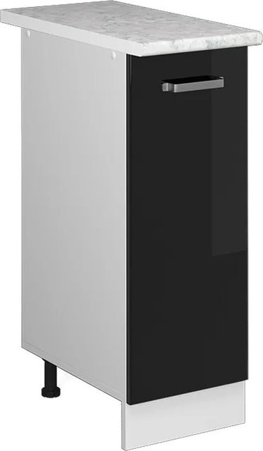 Vicco Apothekerschrank R-Line Schwarz Hochglanz Weiß Marmor B: 30 cm - Bild 1